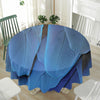 Blue Feather Print Waterproof Round Tablecloth