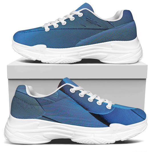 Blue Feather Print White Chunky Shoes