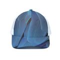 Blue Feather Print White Mesh Trucker Hat