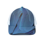 Blue Feather Print White Mesh Trucker Cap