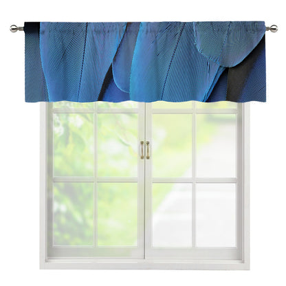 Blue Feather Print Window Valance