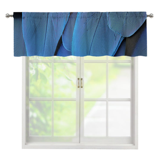 Blue Feather Print Window Valance
