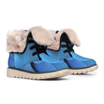 Blue Feather Print Winter Boots