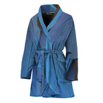 Blue Feather Print Women's Bathrobe