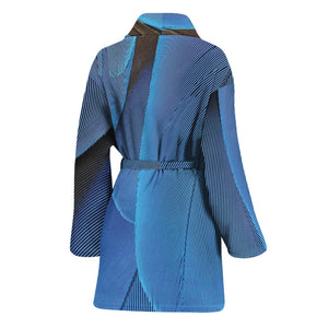 Blue Feather Print Women's Bathrobe