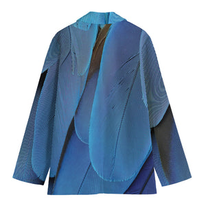 Blue Feather Print Women's Blazer