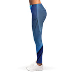 Blue Feather Print Women's Leggings