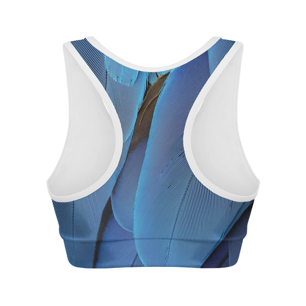 Blue Feather Print Women's Sports Bra