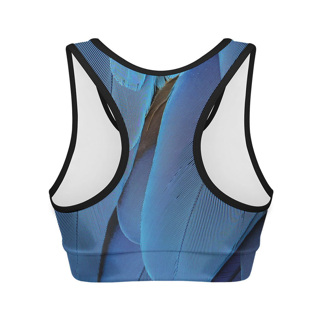 Blue Feather Print Women's Sports Bra