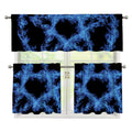 Blue Flame Pentagram Print 3 Piece Kitchen Curtains
