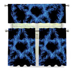 Blue Flame Pentagram Print 3 Piece Kitchen Curtains