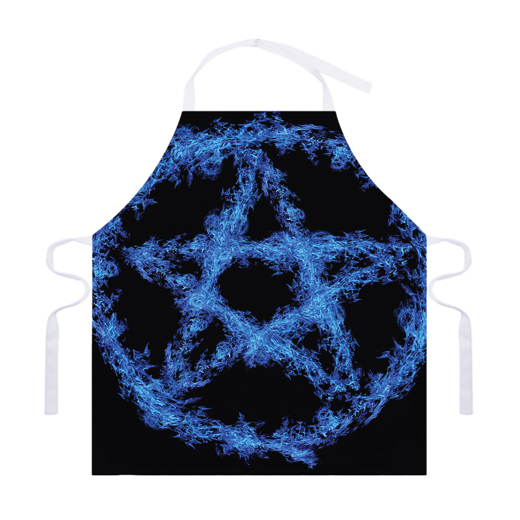Blue Flame Pentagram Print Adjustable Apron