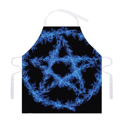Blue Flame Pentagram Print Adjustable Apron