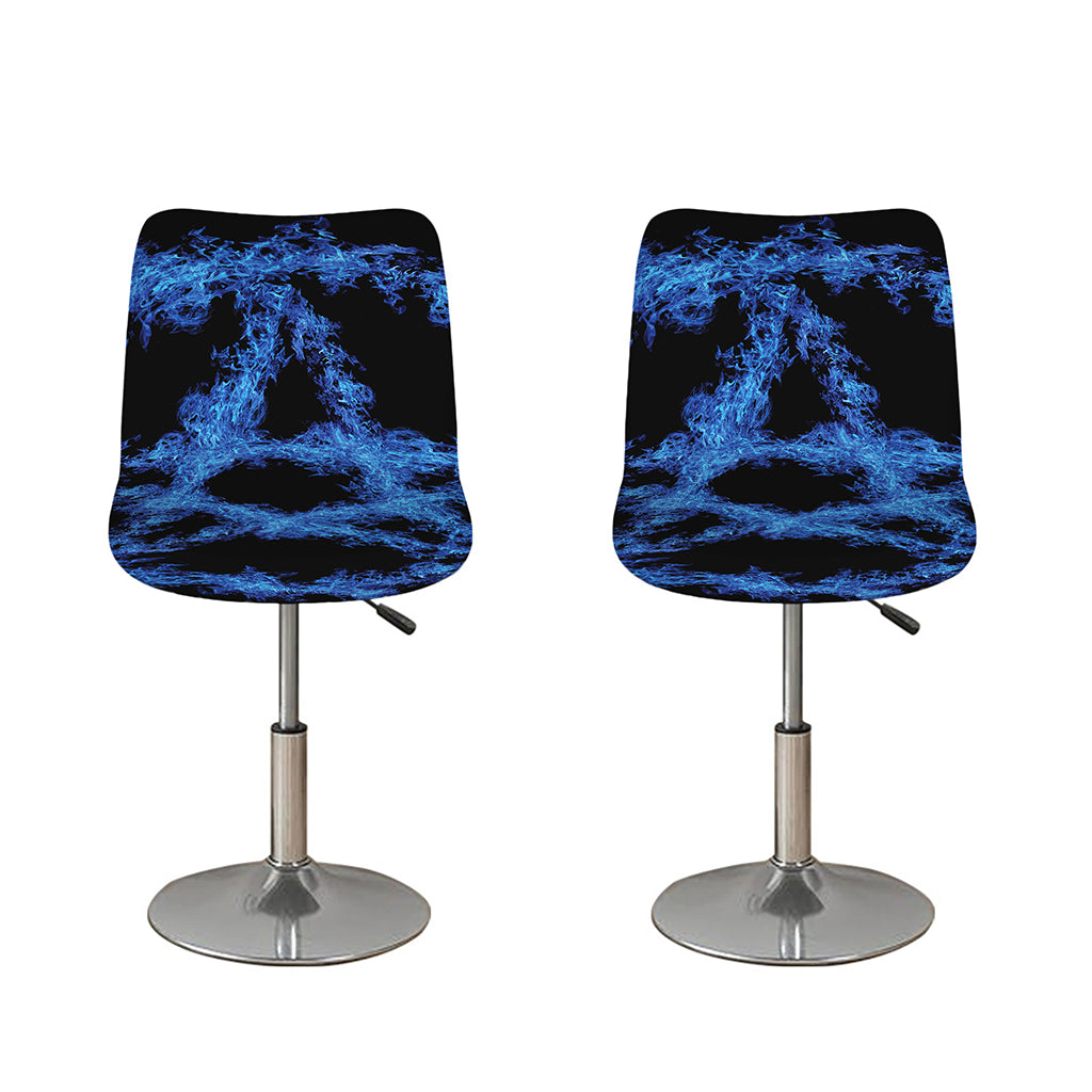 Blue Flame Pentagram Print Bar Stool Covers