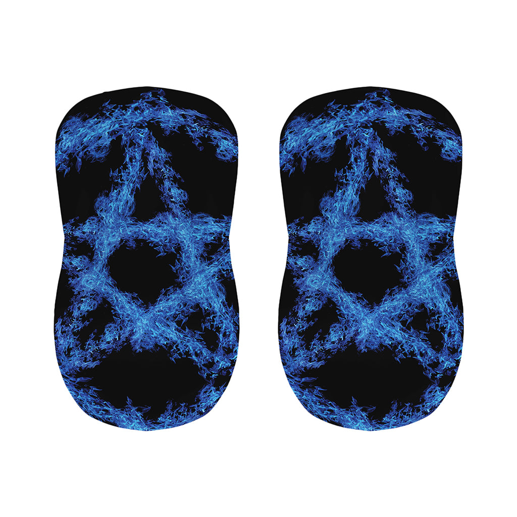 Blue Flame Pentagram Print Bar Stool Covers