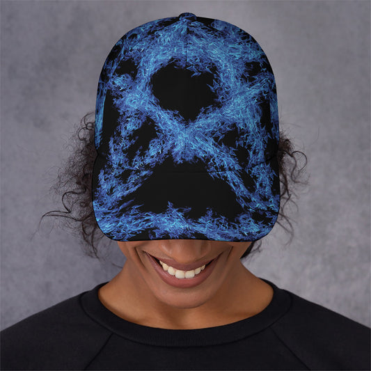 Blue Flame Pentagram Print Baseball Cap