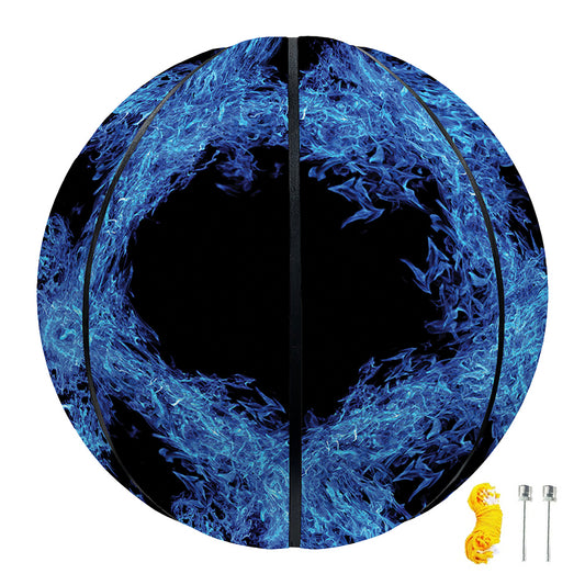 Blue Flame Pentagram Print Basketball