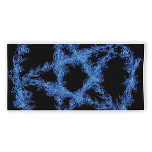 Blue Flame Pentagram Print Beach Towel