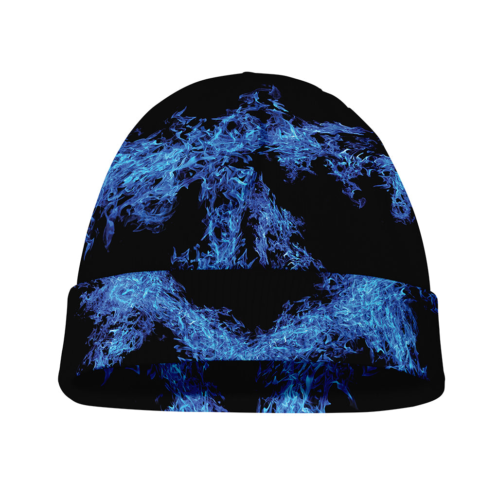 Blue Flame Pentagram Print Beanie