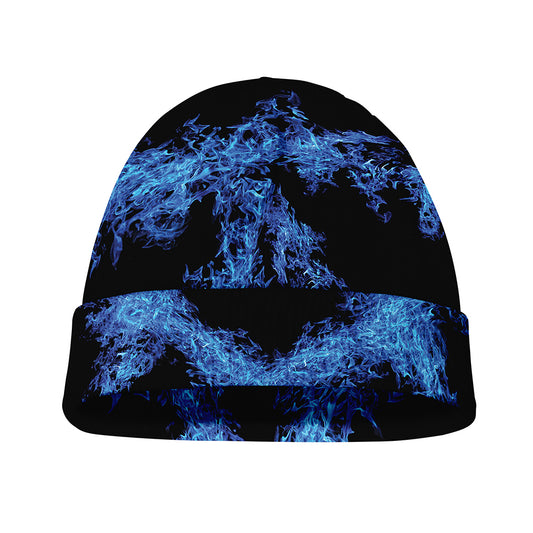 Blue Flame Pentagram Print Beanie