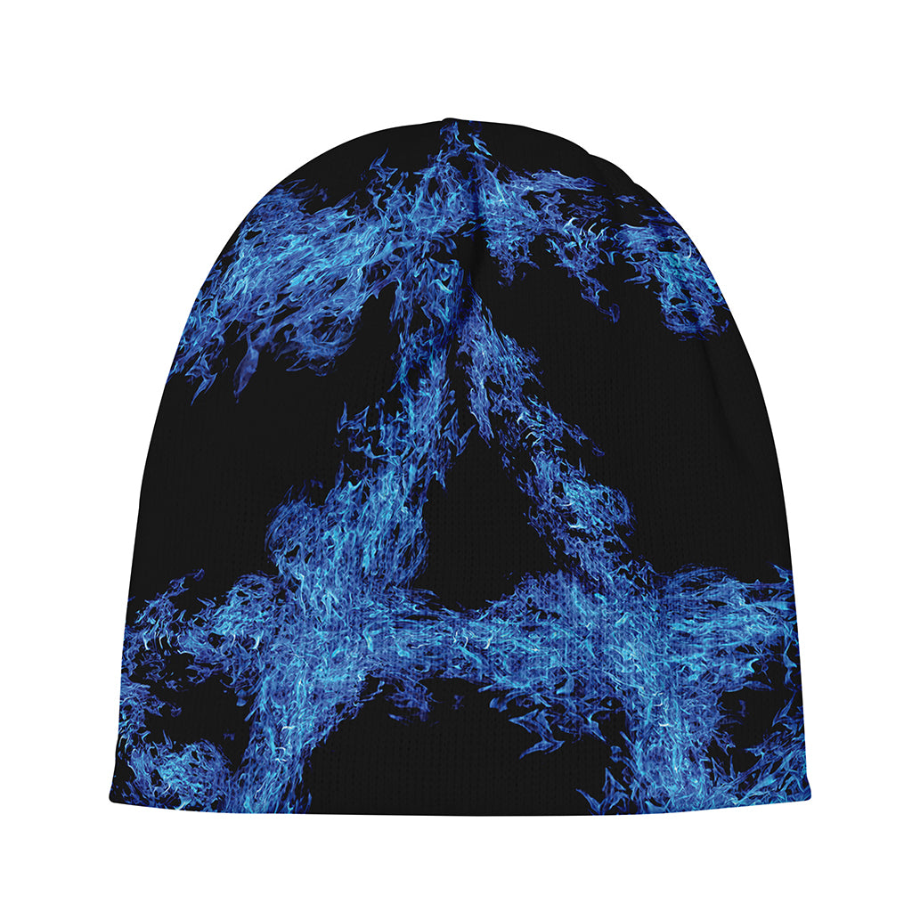 Blue Flame Pentagram Print Beanie