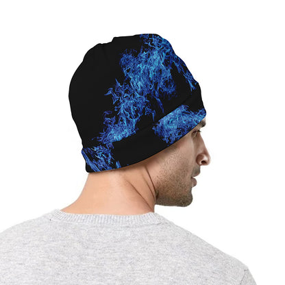 Blue Flame Pentagram Print Beanie
