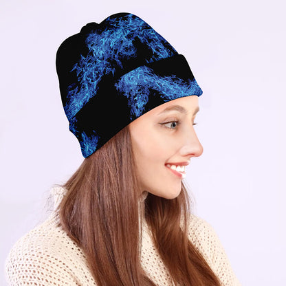 Blue Flame Pentagram Print Beanie
