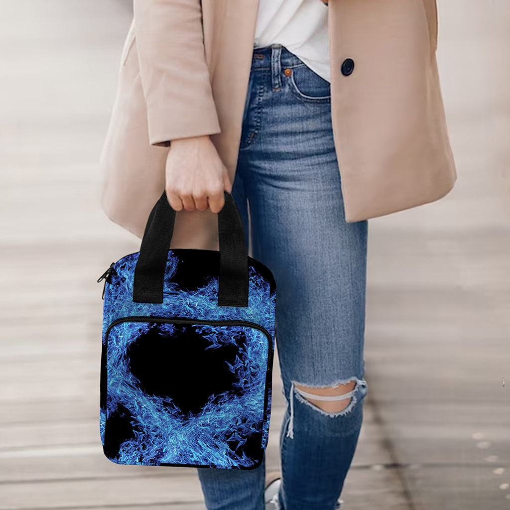 Blue Flame Pentagram Print Bible Tote Bag