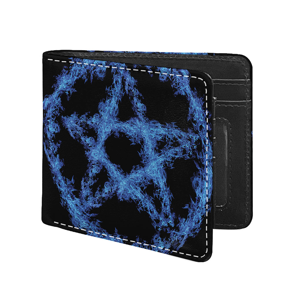 Blue Flame Pentagram Print Bifold Wallet