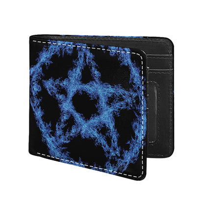 Blue Flame Pentagram Print Bifold Wallet