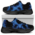 Blue Flame Pentagram Print Black Chunky Shoes