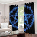 Blue Flame Pentagram Print Dimout Grommet Curtains