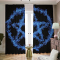 Blue Flame Pentagram Print Dimout Pencil Pleat Curtains