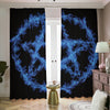 Blue Flame Pentagram Print Blackout Pencil Pleat Curtains