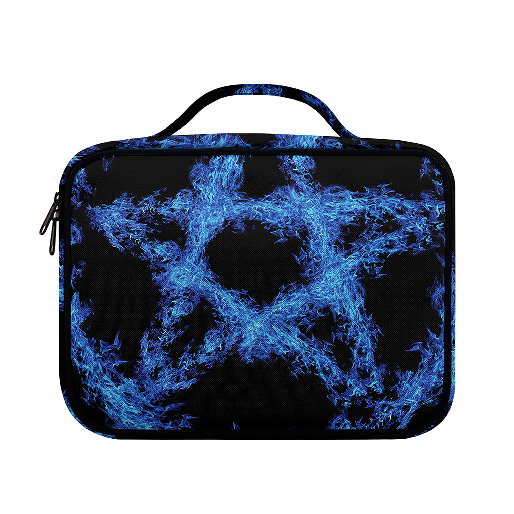 Blue Flame Pentagram Print Briefcase Bible Bag