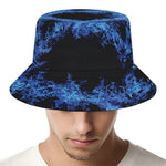 Blue Flame Pentagram Print Bucket Hat