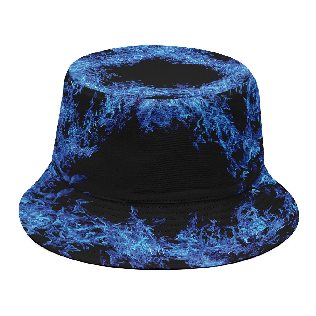 Blue Flame Pentagram Print Bucket Hat