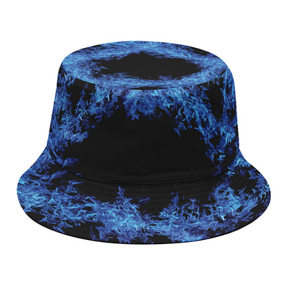 Blue Flame Pentagram Print Bucket Hat
