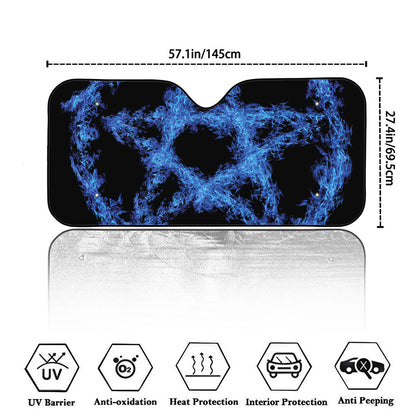Blue Flame Pentagram Print Car Windshield Sun Shade