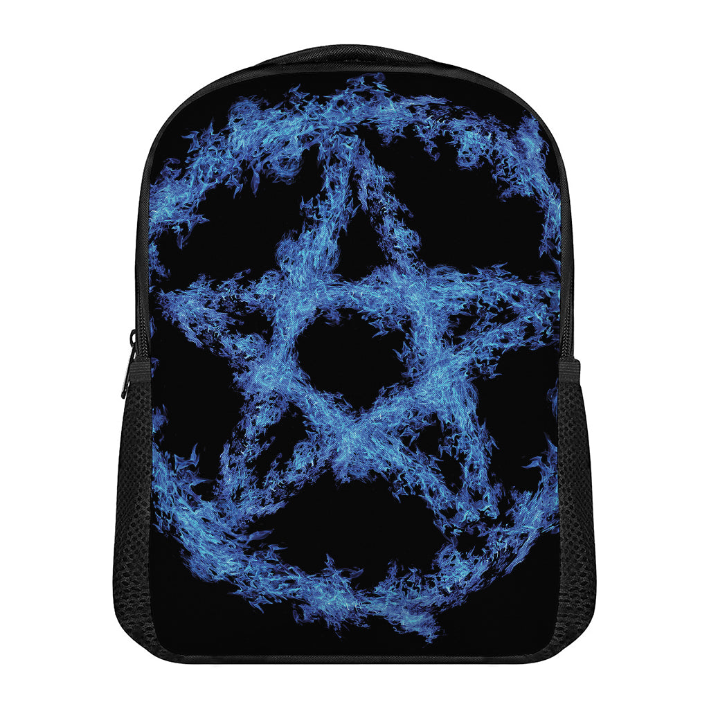 Blue Flame Pentagram Print Casual Backpack
