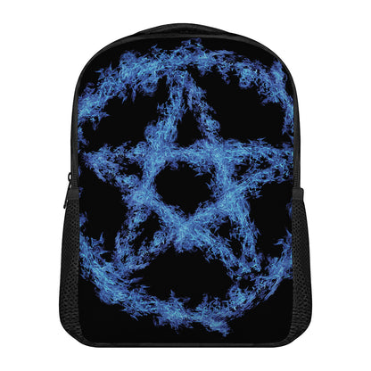 Blue Flame Pentagram Print Casual Backpack
