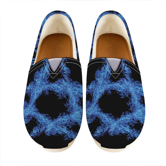 Blue Flame Pentagram Print Casual Shoes