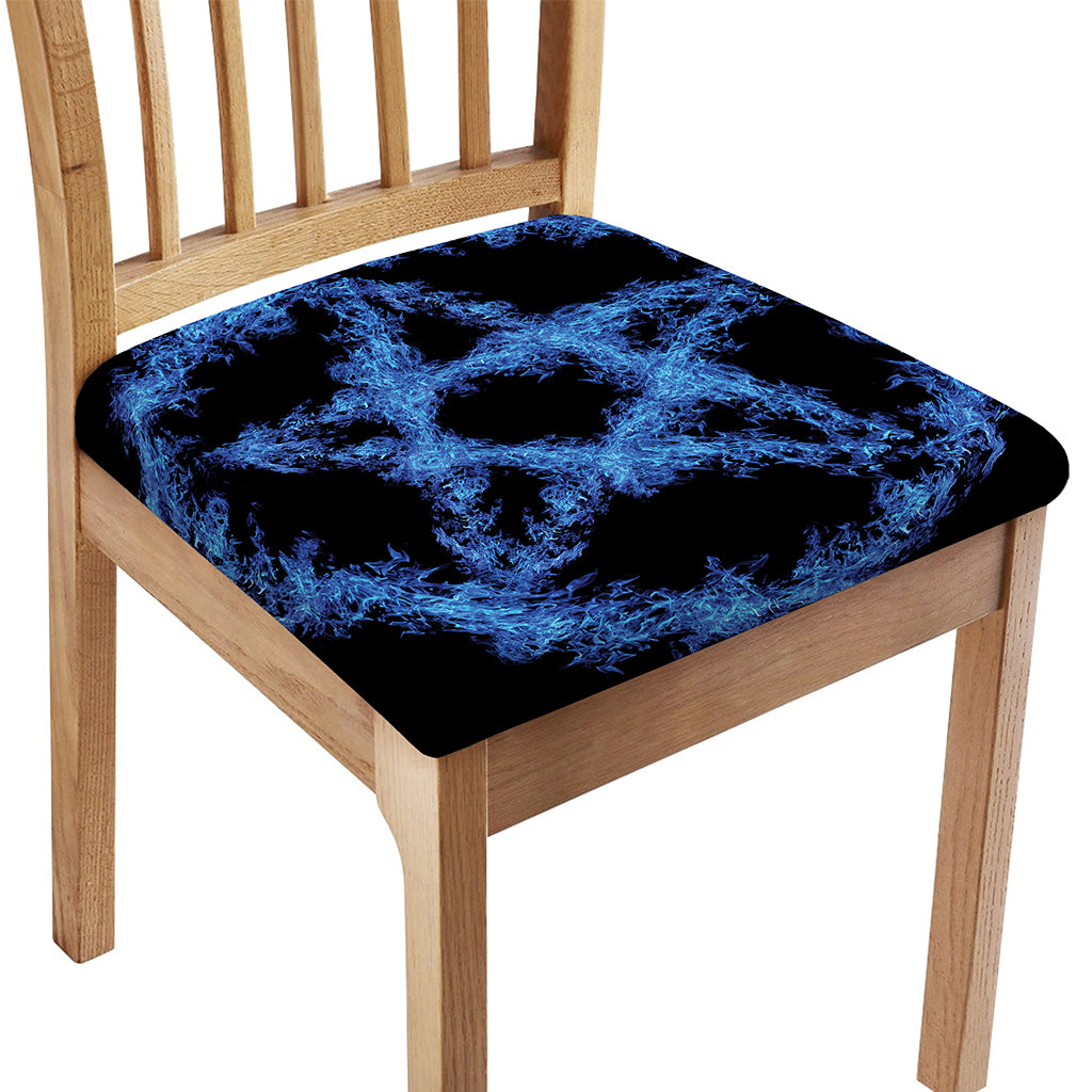 Blue Flame Pentagram Print Chair Cushion Cover