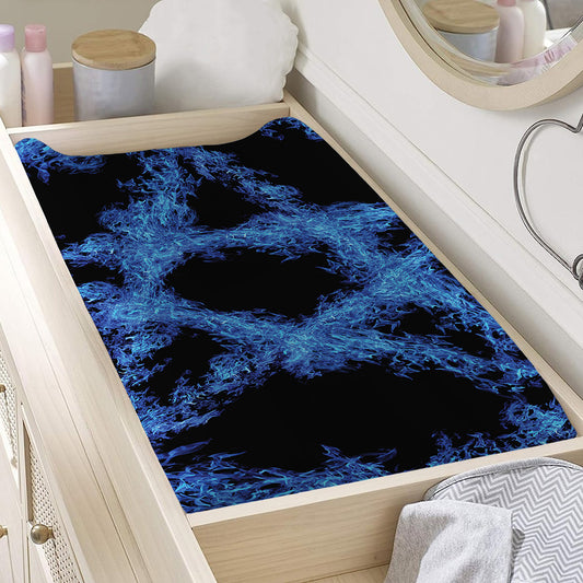 Blue Flame Pentagram Print Changing Pad Cover