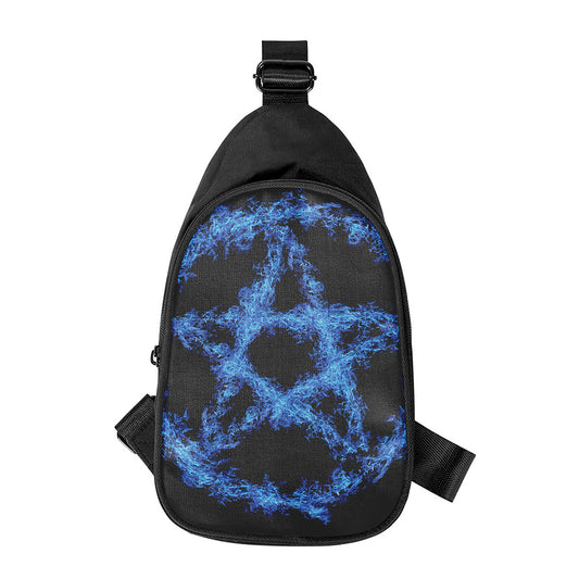 Blue Flame Pentagram Print Chest Bag