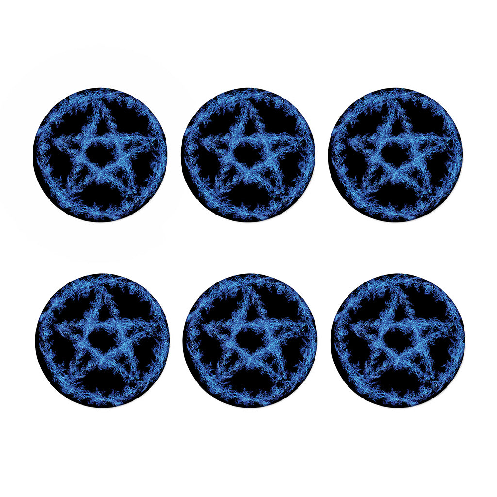 Blue Flame Pentagram Print Coaster Set