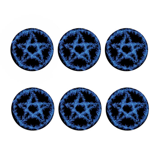 Blue Flame Pentagram Print Coaster Set