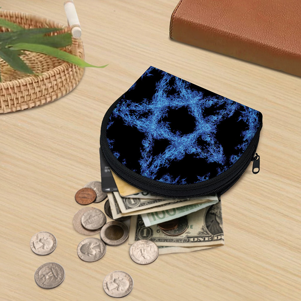 Blue Flame Pentagram Print Coin Purse