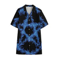 Blue Flame Pentagram Print Cotton Hawaiian Shirt