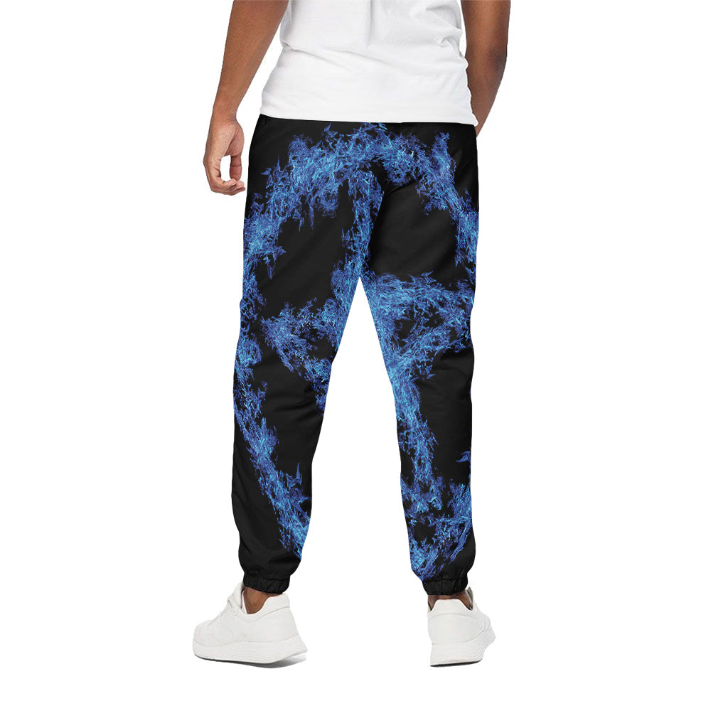 Blue Flame Pentagram Print Cotton Pants